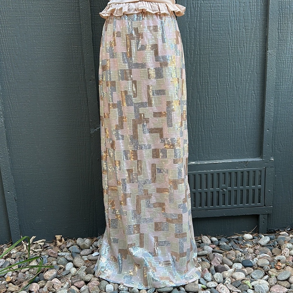 Styled by Joe Zee Mermaid/Fishtail Sequin Skirt Sz. 6  blocked Blush colors
